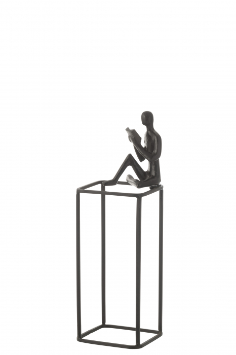 Figurina Book On Cube, Aluminiu, Negru, 10x10x30 cm