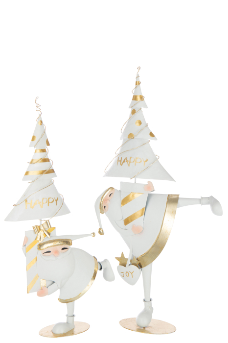 Figurina, Brad de Craciun cu LED-uri, metal, auriu/alb, L [5]