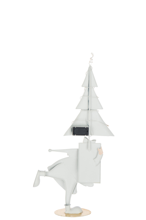 Figurina, Brad de Craciun cu LED-uri, metal, auriu/alb, S [4]