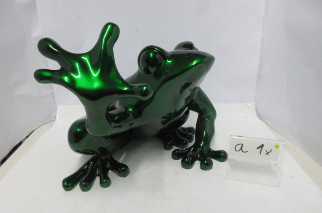 Figurina broasca, compozit, verde, 32x35x35 cm