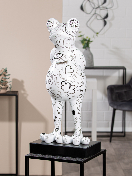 Figurina broasca Modern Art, compozit marmura, alb, 30x68x30 cm