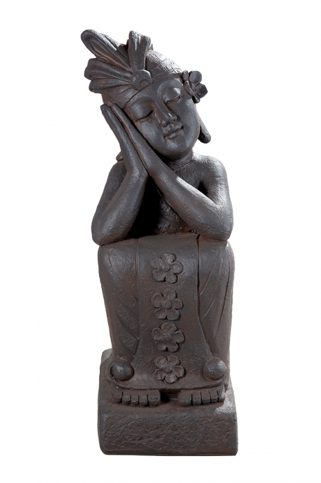 Figurina Buddha on base Calma, Fibra de sticla, Maro, 29x35.5x71 cm [5]