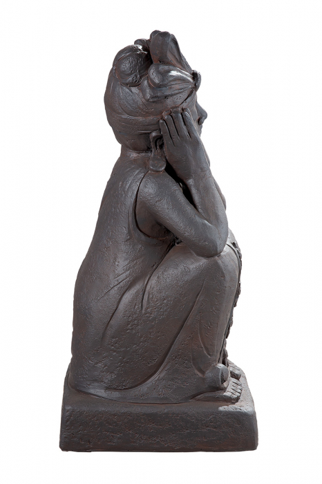 Figurina Buddha on base Calma, Fibra de sticla, Maro, 29x35.5x71 cm [2]