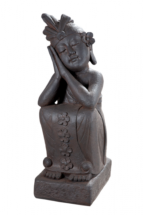 Poza Figurina Buddha on base Calma, Fibra de sticla, Maro, 29x35.5x71 cm