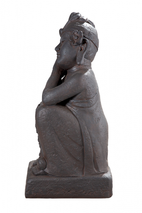 Figurina Buddha on base Calma, Fibra de sticla, Maro, 29x35.5x71 cm [4]