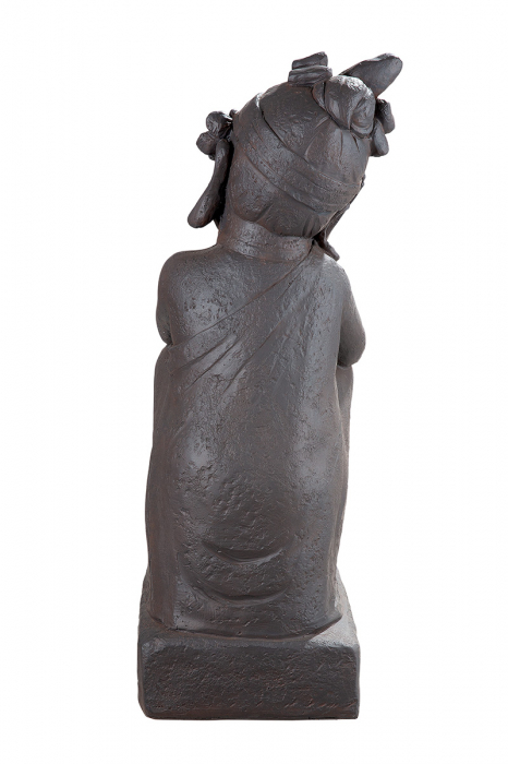 Figurina Buddha on base Calma, Fibra de sticla, Maro, 29x35.5x71 cm [3]