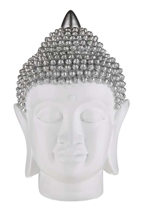 Figurina  Buddha, rasina, alb/argintiu, 10x17x11 cm [2]