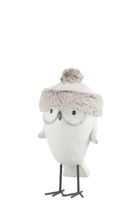 Figurina bufnita Owl, Compozit, Alb , 20.5x15.5x40 cm [1]