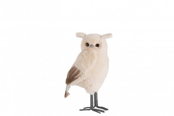 Figurina bufnita Owl, Pene, Bej, 17x21.5x39 cm