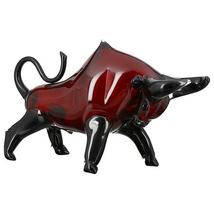 Poza Figurina Bull, sticla, rosu negru, 48x28x18 cm