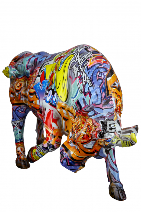 Figurina Bull Street Art, Rasina, Multicolor, 52x27x15 cm GILDE