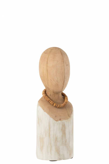 Figurina Bust Anni, Lemn, Alb Natural, 11x10x30 cm