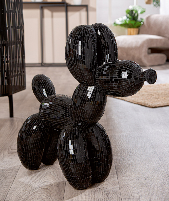 Figurină, Câine, Black Disco, Balon câine, Fibră de sticlă, Oglindă de sticlă, negru, PU 1, L. 24 cm, L. 65 cm, H. 60,5 cm [3]