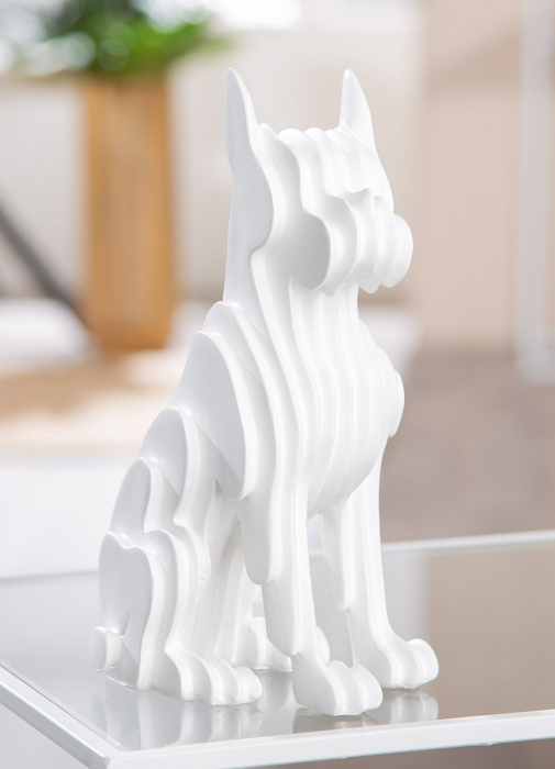 Figurină, Câine, Câine, Polirășină, alb, PU 3, L. 12 cm, L. 8 cm, H. 22 cm [4]