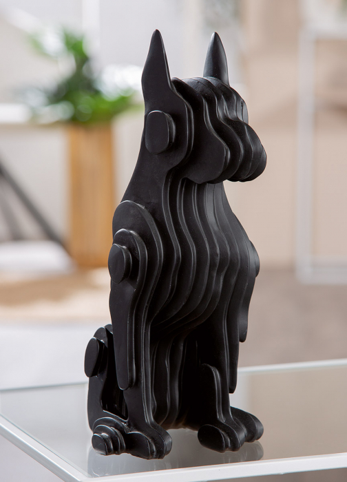 Figurină, Câine, Câine, Polirășină, negru, PU 2, L. 14,5 cm, L. 12,5 cm, H. 28,5 cm [4]