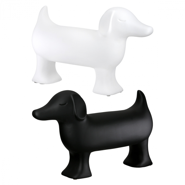 Figurină, Câine, Ceramica, negru, alb, PU 2, 2 buc. asortate, L. 11 cm, L. 35 cm, H. 23 cm [1]