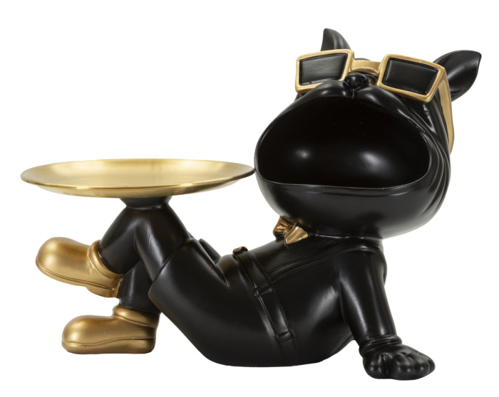 Figurina Caine cu tava, 27x17x18,5 cm (tava ø 14 cm) [1]