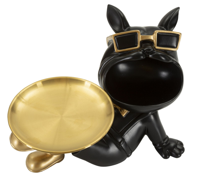 Figurina Caine cu tava, 27x17x18,5 cm (tava ø 14 cm) [3]