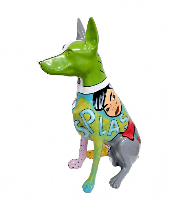 Figurină, Câine, Doberman, Polirășină, multicolor, PU 1, L. 28 cm, L. 50 cm, H. 70 cm [2]