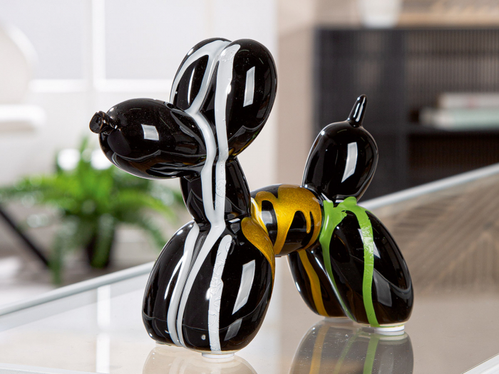 Figurină, Câine, Scuro, Balon câine, Ceramica, negru, multicolor, PU 2, L. 7,5 cm, L. 18,5 cm, H. 15 cm [4]