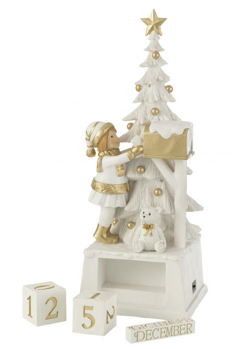 Figurina Calender Xmas Tree, Rasina, Alb, 18.5x18x49.5 cm [4]