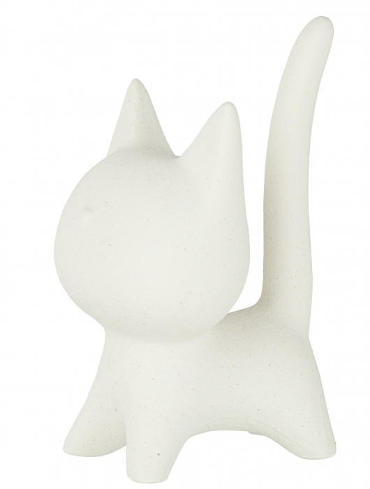 Figurina Cat, Portelan, Alb, 12x10x19 cm
