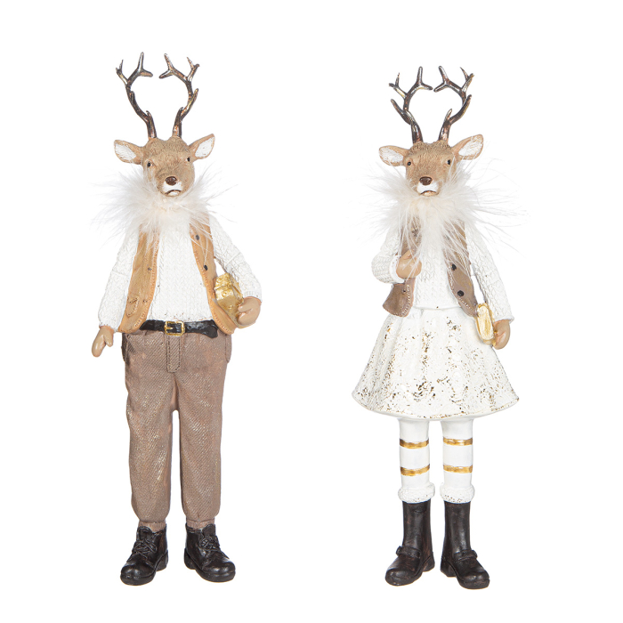 Figurina, Cerb, „Gerd & Gerda”, Material textil, maro, crem, PU 2, 2 asortate, L. 12 cm, L. 13 cm, H 39 cm [4]