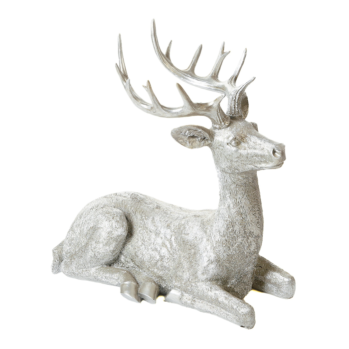 Figurina, Cerb, „Raffael”, Rasina sintetica, culoare argintie, PU 1, L. 29,5 cm, L. 57 cm, H 56 cm [2]