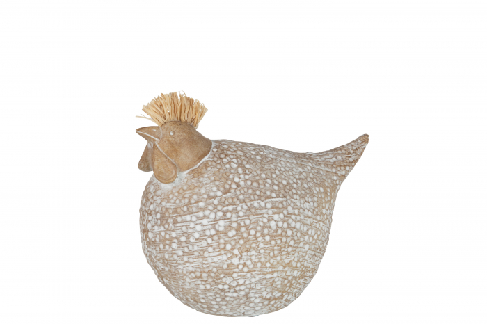 Figurina Chicken Boho, Rasina, Bej, 20.5x20.5x17.5 cm
