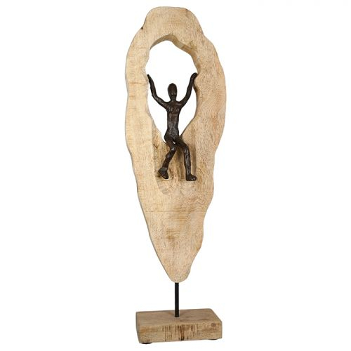Figurina cliff diver, lemn aluminiu, maro bronz, 9x20x64 cm 9x20x64