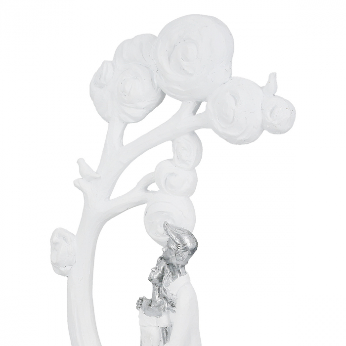 Figurină, Copac, pereche, Arborele iubirii, Polirășină, albă, PU 1, L. 10,5 cm, L. 20,5 cm, H. 39,5 cm [3]