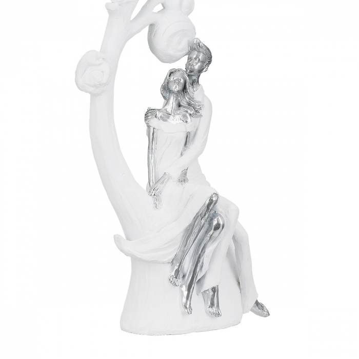 Figurină, Copac, pereche, Arborele iubirii, Polirășină, albă, PU 1, L. 10,5 cm, L. 20,5 cm, H. 39,5 cm [4]