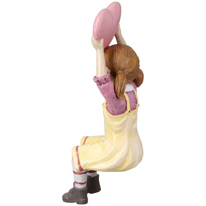 Figurină, Copil, motiv inimă, rășină sintetică, multicolor, PU 4, 2 asortate, L. 7 cm, l. 7 cm, H 23 cm [6]