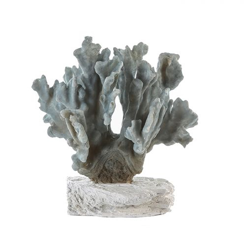 Figurina coral, rasina, gri alb, 16x25x26 cm