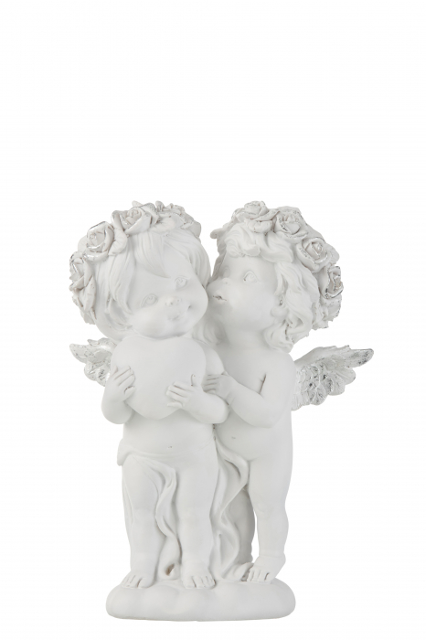Figurina Couple 2 Angels, Rasina, Argintiu, 12.5x19.5x25 cm