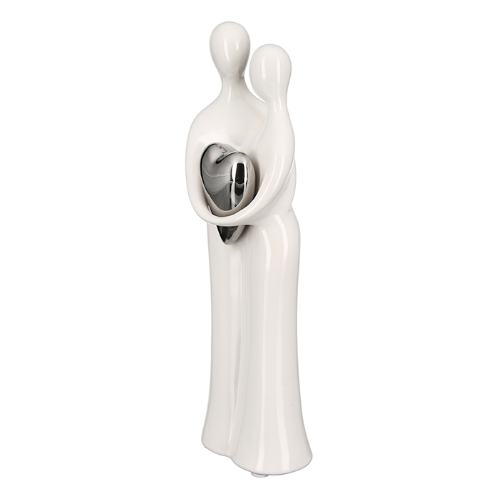 Figurina Couple, ceramica, alb/argintiu, 25 cm [2]