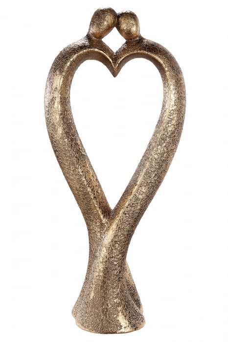 Figurina Couple Heart, ceramica, auriu, 20.5x47x10 cm