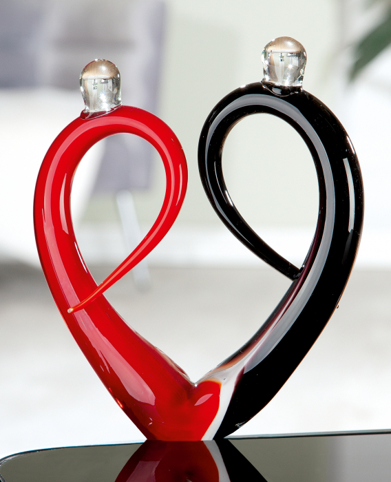 Figurina Couple of Sculpture Amore, sticla, rosu negru, 18x25x7.5 cm