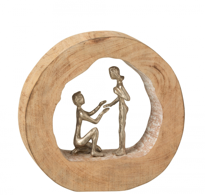 Figurina Couple Proposal, Lemn, Natural, 28x6x27 cm