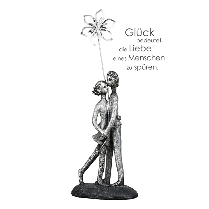 Figurina Couple, rasina, gri argintiu, 11x25x7 cm
