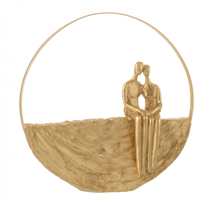 Figurina Couple Sitting Circle, Rasina, Gold, 30x7x29 cm