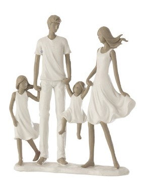 Figurina Couple With 2 Children B, Rasina, Alb Bej, 20.5x6.5x24.5 cm