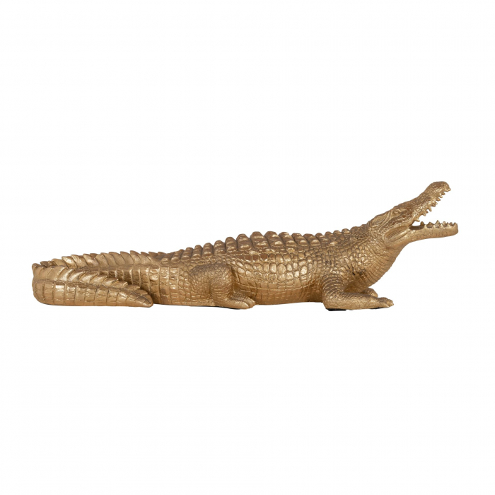 Figurina Crocodile, Rasina, Auriu, 18x62x19 cm