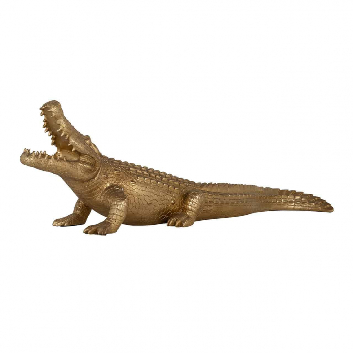 Figurina Crocodile, Rasina, Auriu, 28x93x30 cm