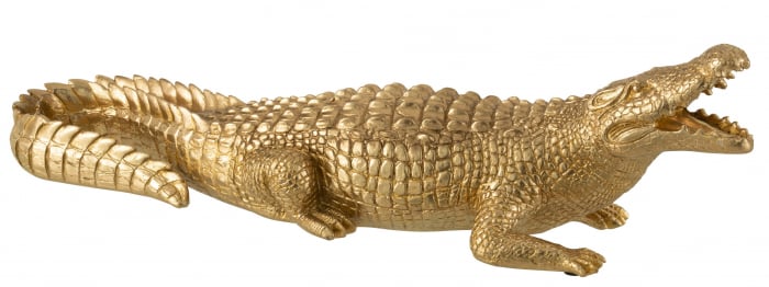 Figurina Crocodile, Rasina, Auriu, 62x19x19 cm