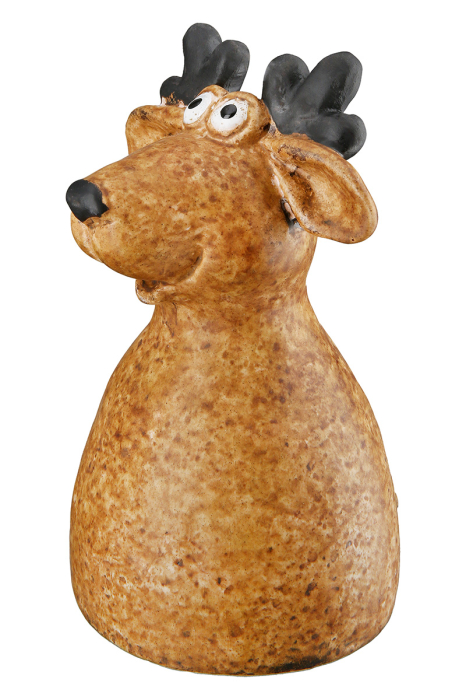 Figurina de gard, Cerb, "Tierwelt", Ceramica, maro, portocaliu, PU 6, Asortat de 3 ori, L. 12 cm, L. 12 cm, H 17 cm [2]