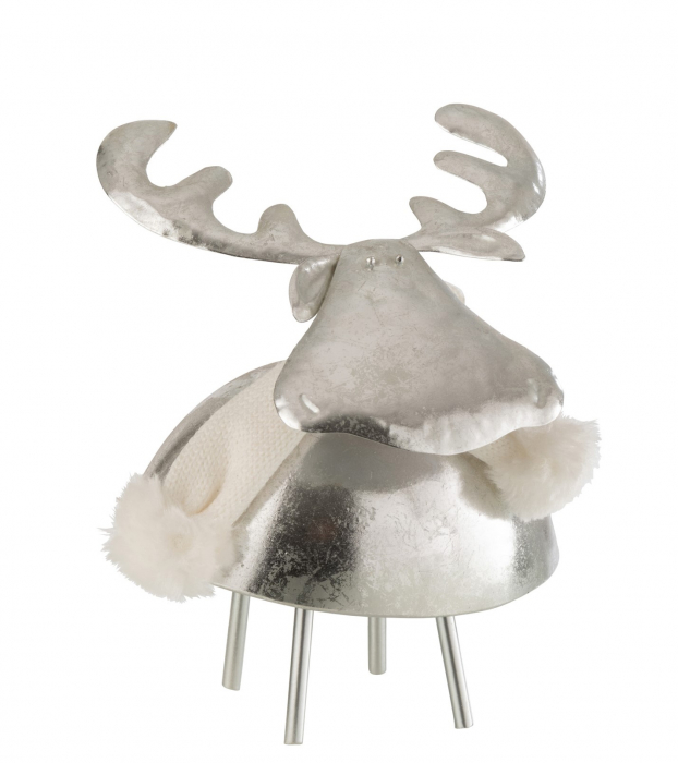 Figurina Deer, Metal, Argintiu, 16.5x15x17.5 cm