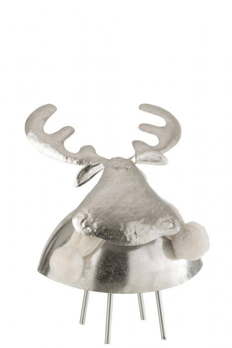 Figurina Deer, Metal, Argintiu, 24x24x24.5 cm