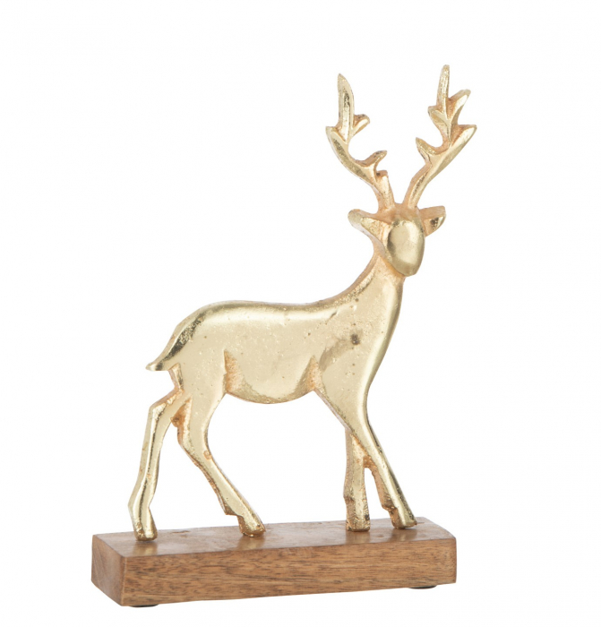 Figurina Deer On Base, Aluminiu, Auriu, 15x5x21 cm