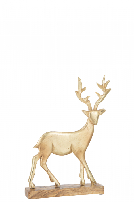 Figurina Deer On Base, Aluminiu, Auriu, 24.5x24.5x32 cm